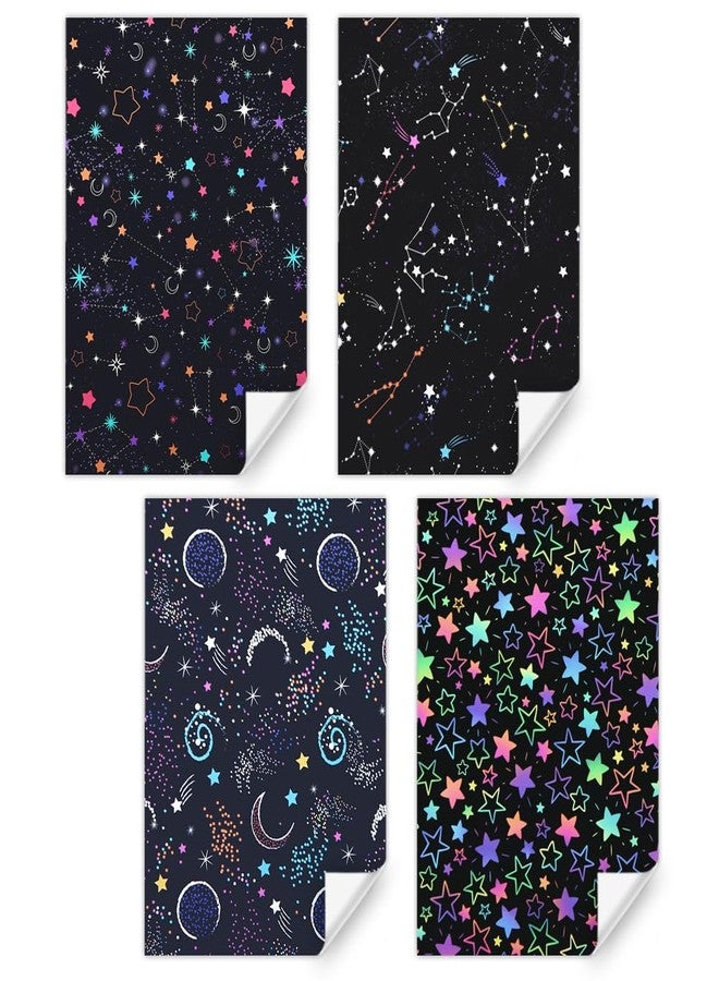 Geluode Galaxy Wrapping Paper, Birthday Wrapping Paper for Men Women Boys Girls, 4 Sheets in 4 Designs With Constellation, Neon Stars, Starry Sky, Nebula for Birthday Wedding Christmas Baby Shower - Image 3